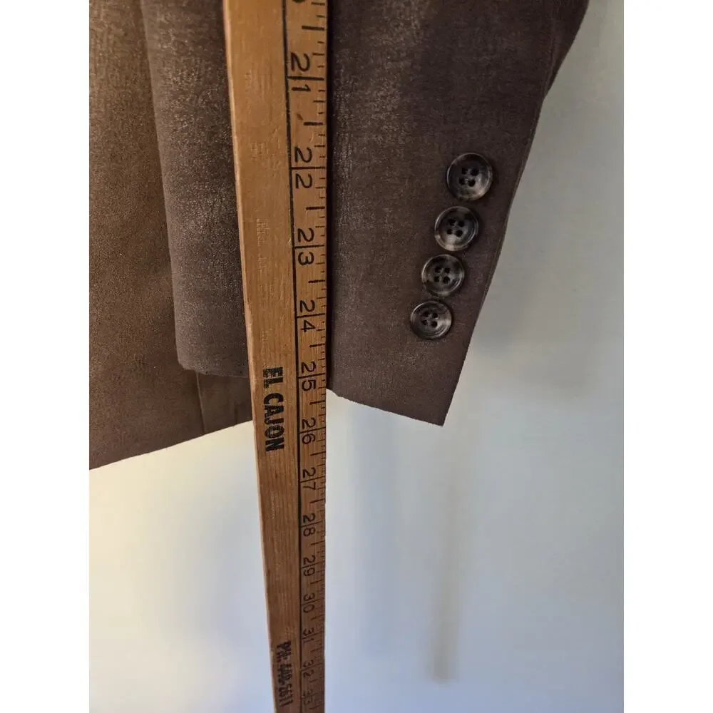 Bellissimo Men's Brown Sheen Blazer Size 46R Jaquard Lining 2 Button Dbl Vent